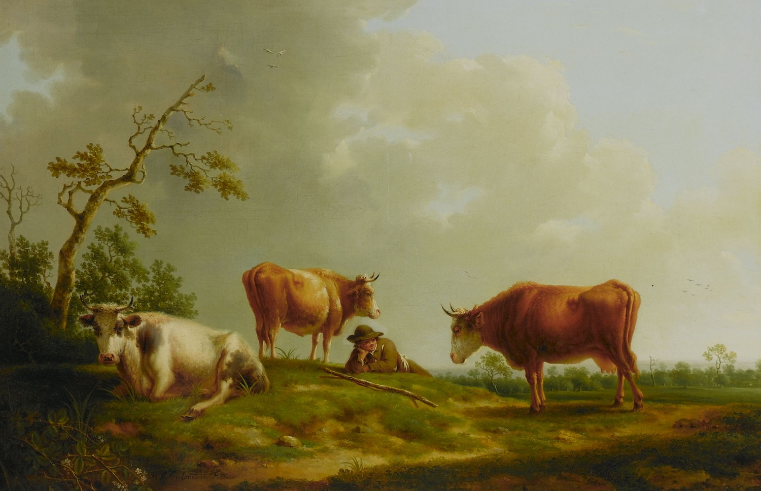 Paesaggio con bestiame e pastore a riposo, 1773